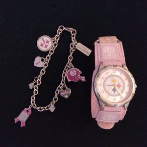 NFL Pittsburgh Steelers Pink Watch/Bracelet lot